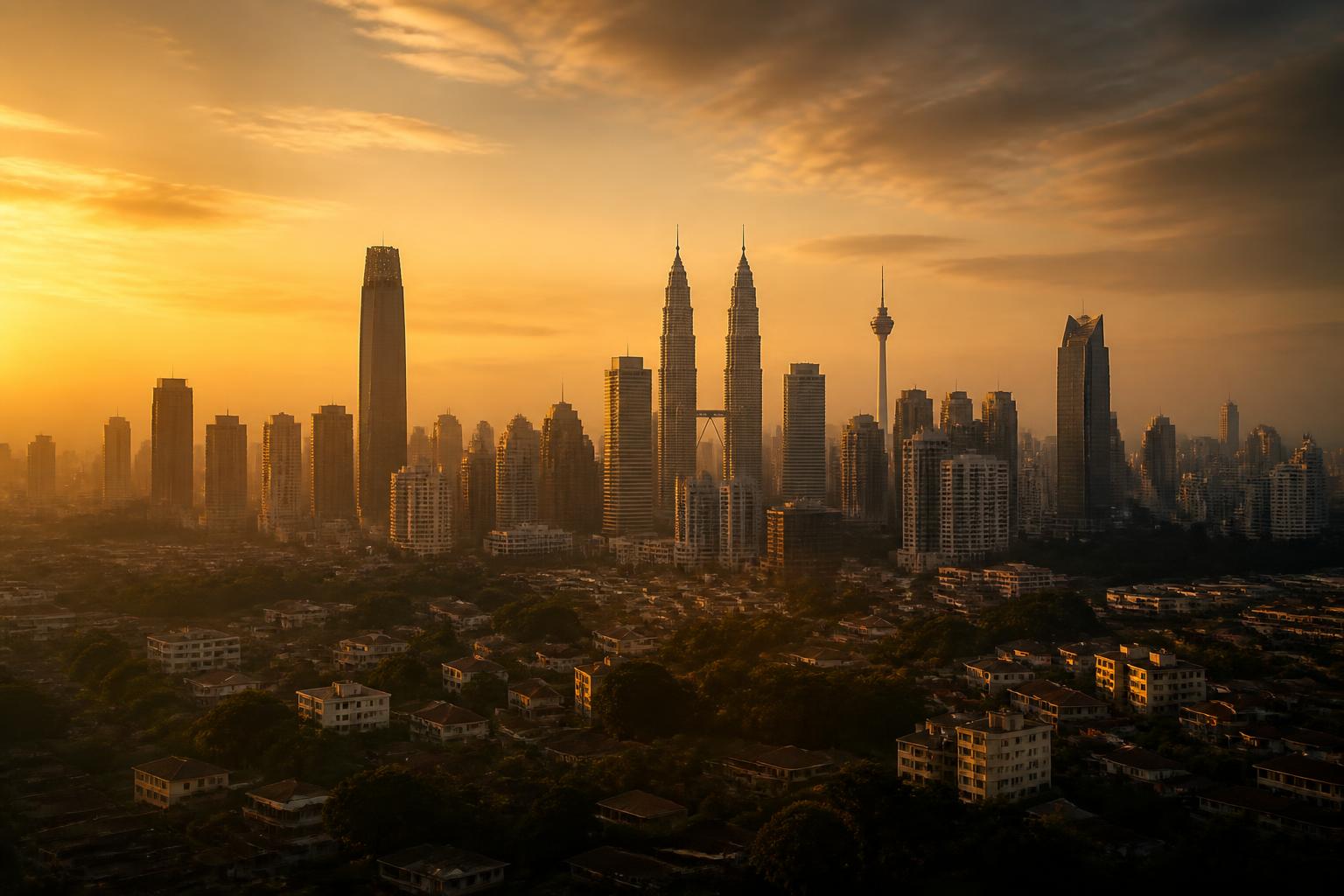 A premium boardroom at dusk with skyline view